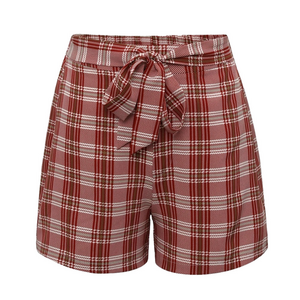 Check Tie Front Mini Shorts – NWT